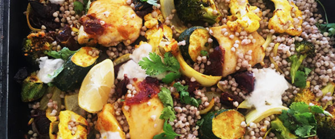 Turmeric Chicken and Buckwheat 1 Tray Bake